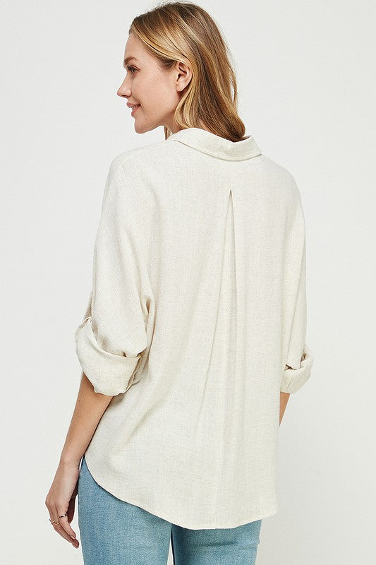 Linen Blend L/S Button Down