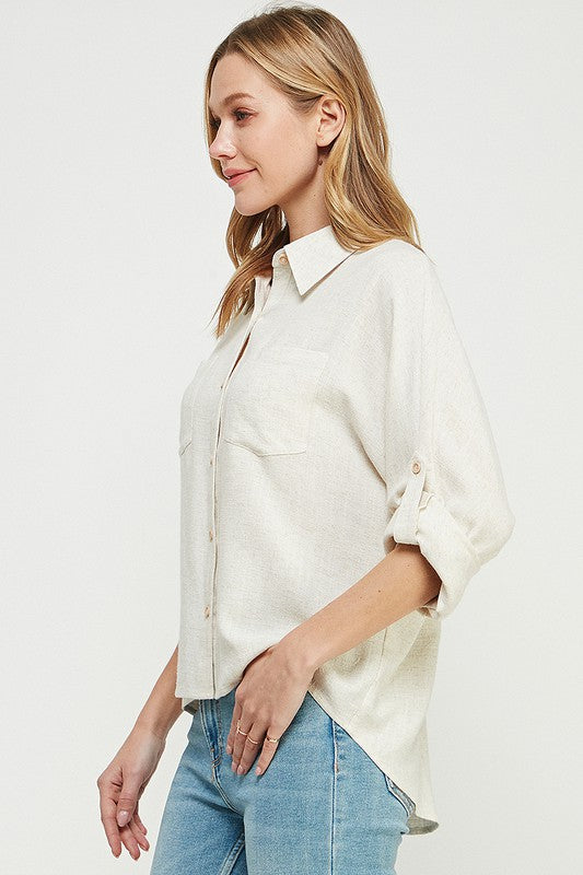 Linen Blend L/S Button Down