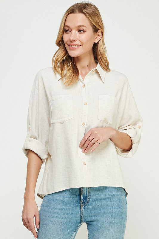 Linen Blend L/S Button Down