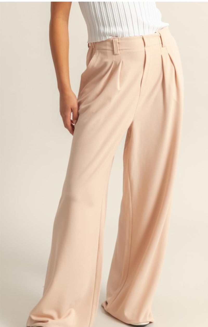 Waffle Knit High Waist Wide Leg Pants