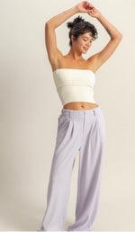 Waffle Knit High Waist Wide Leg Pants