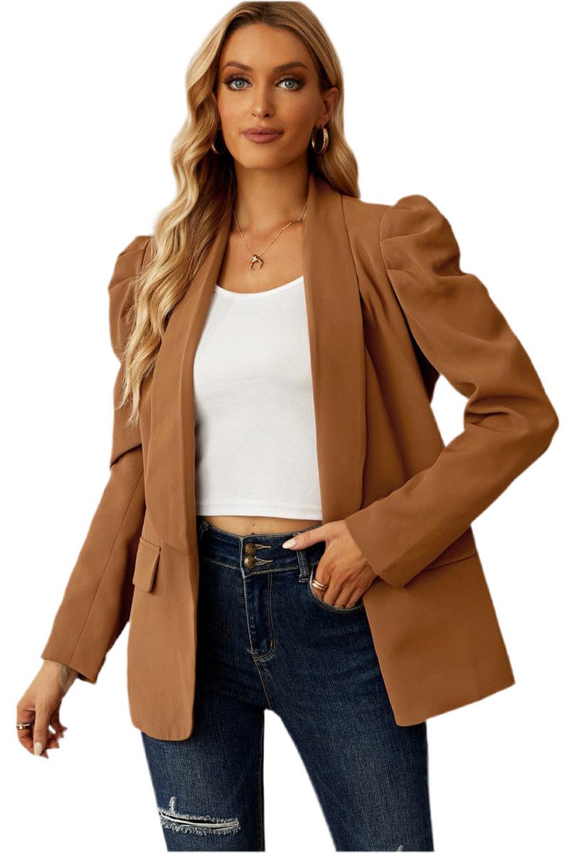 Puff Sleeve Shawl Collar Blazer