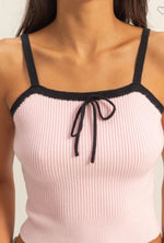 Square Neck Ribbon Knit Top