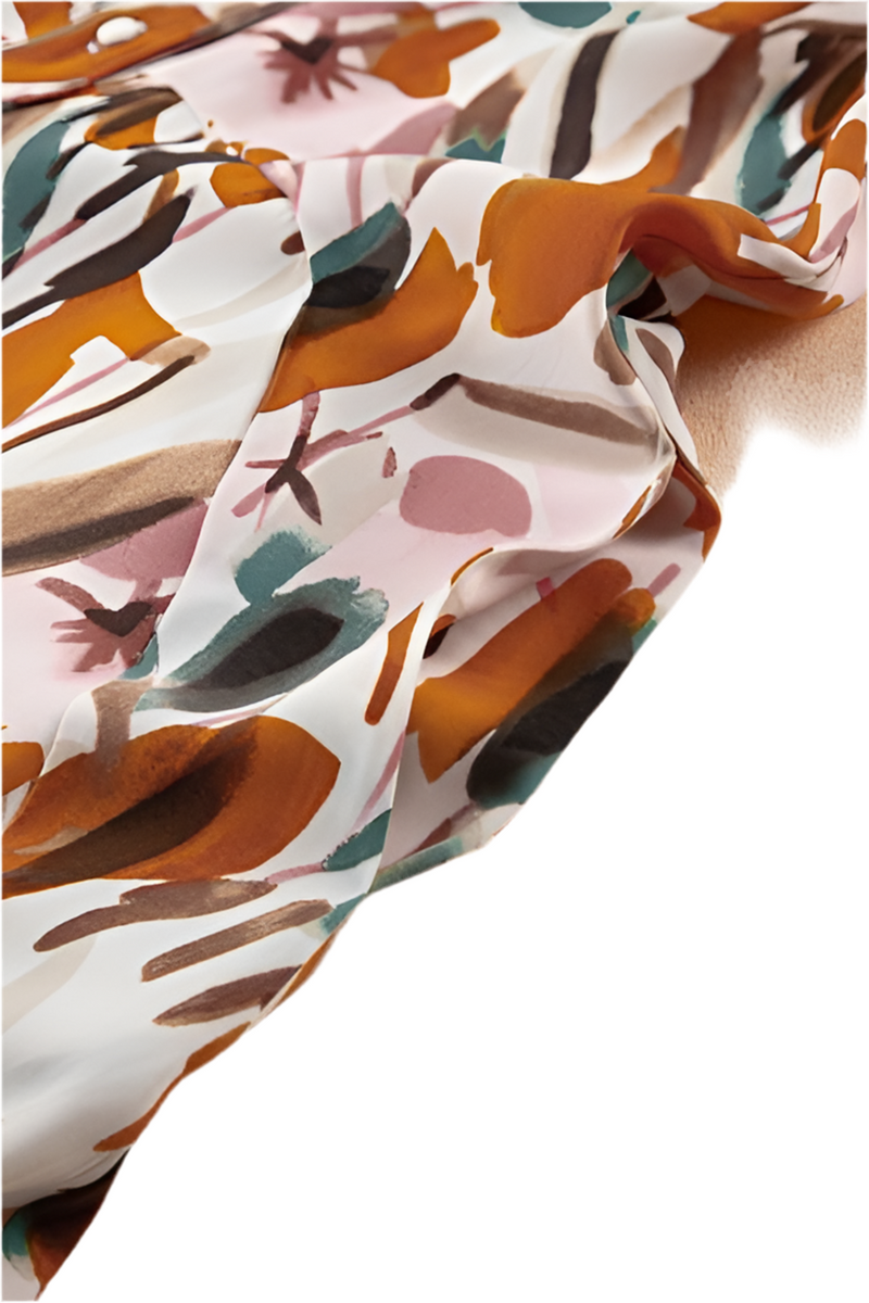 Printed Notched Short Sleeve Mini Dress