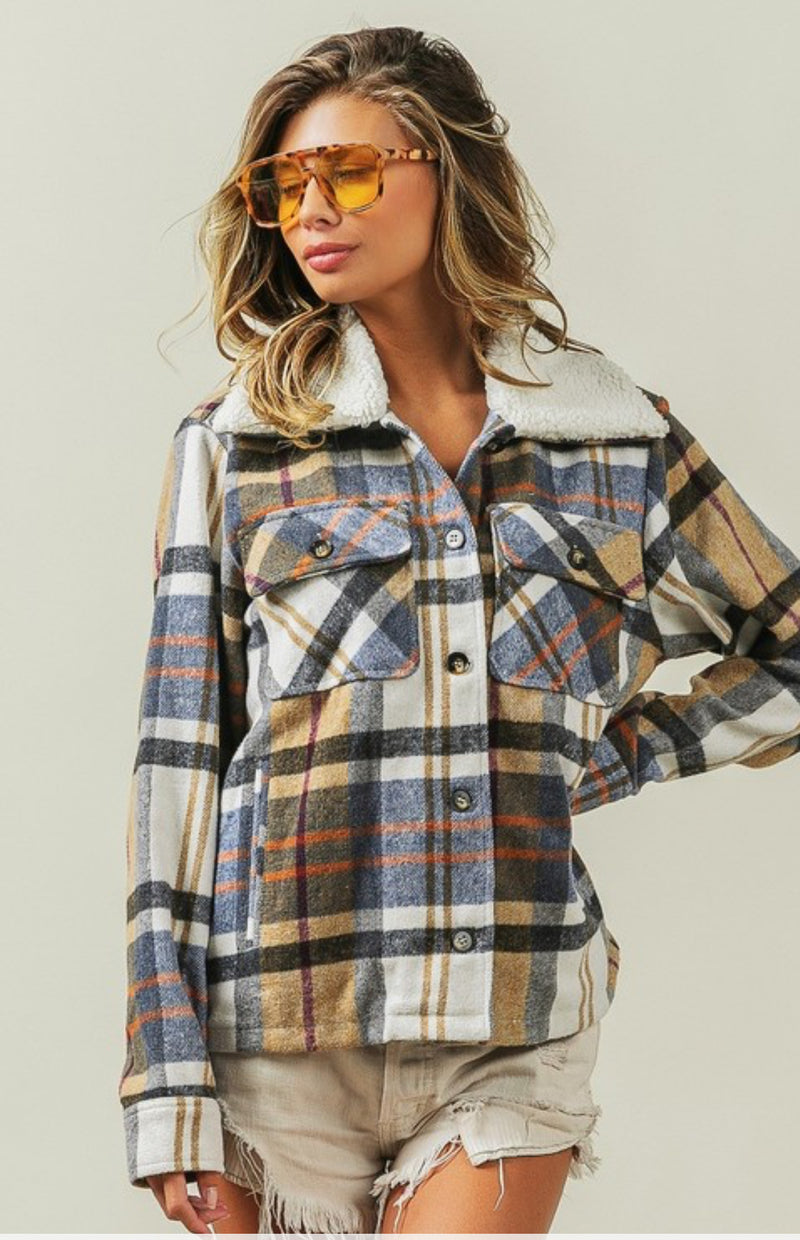 Plaid Jacket Sherpa collar