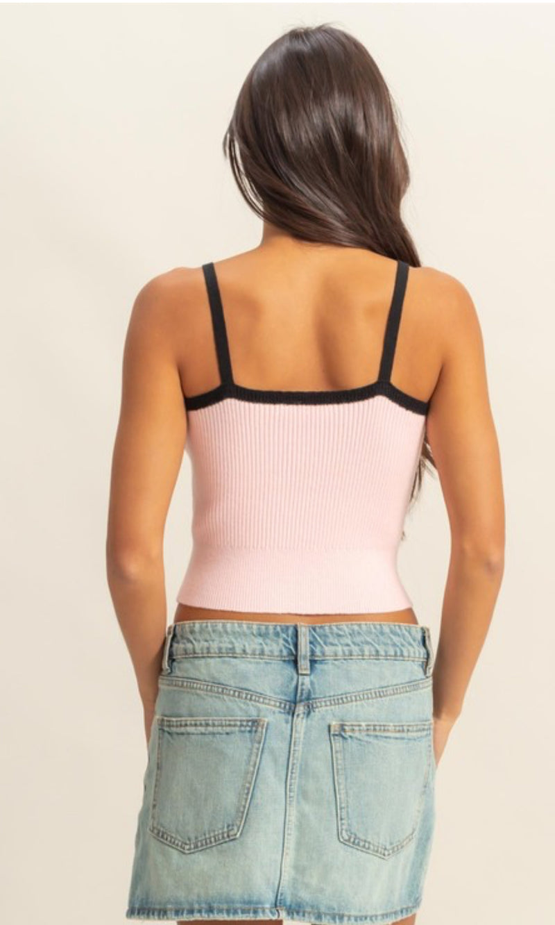 Square Neck Ribbon Knit Top