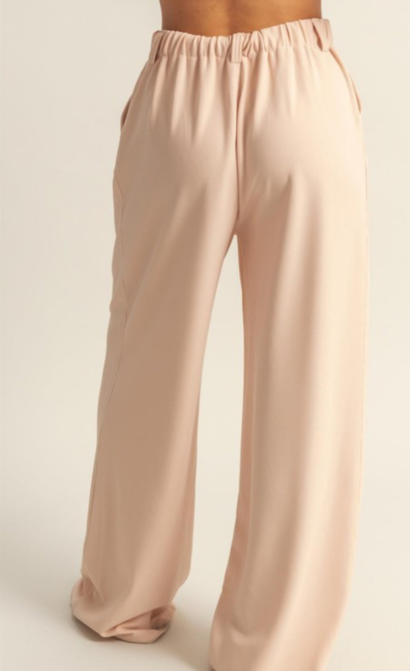 Waffle Knit High Waist Wide Leg Pants