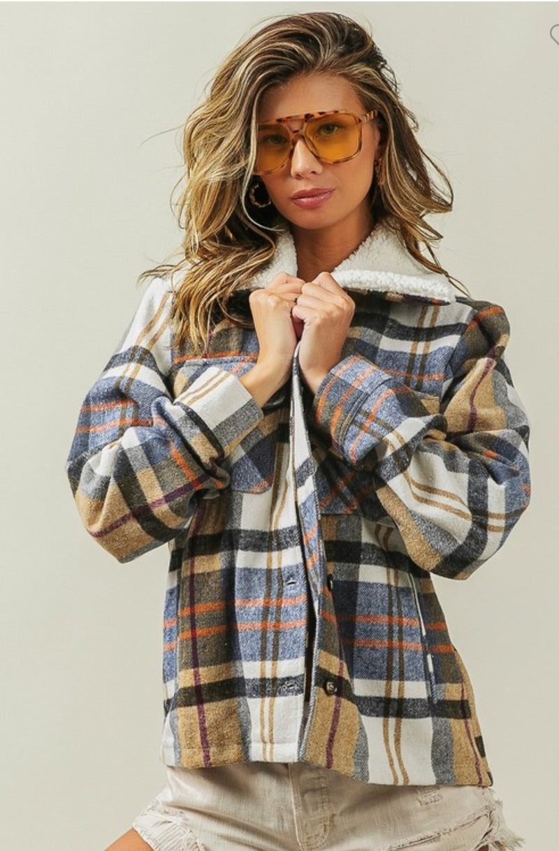 Plaid Jacket Sherpa collar