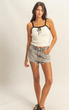 Square Neck Ribbon Knit Top