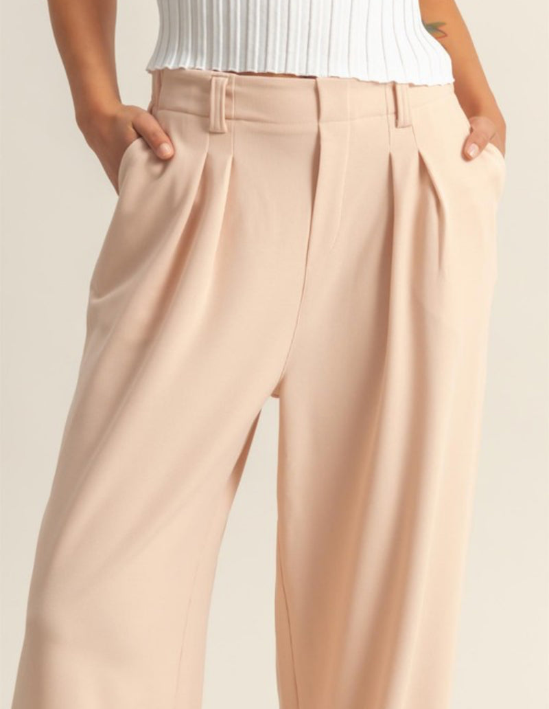 Waffle Knit High Waist Wide Leg Pants