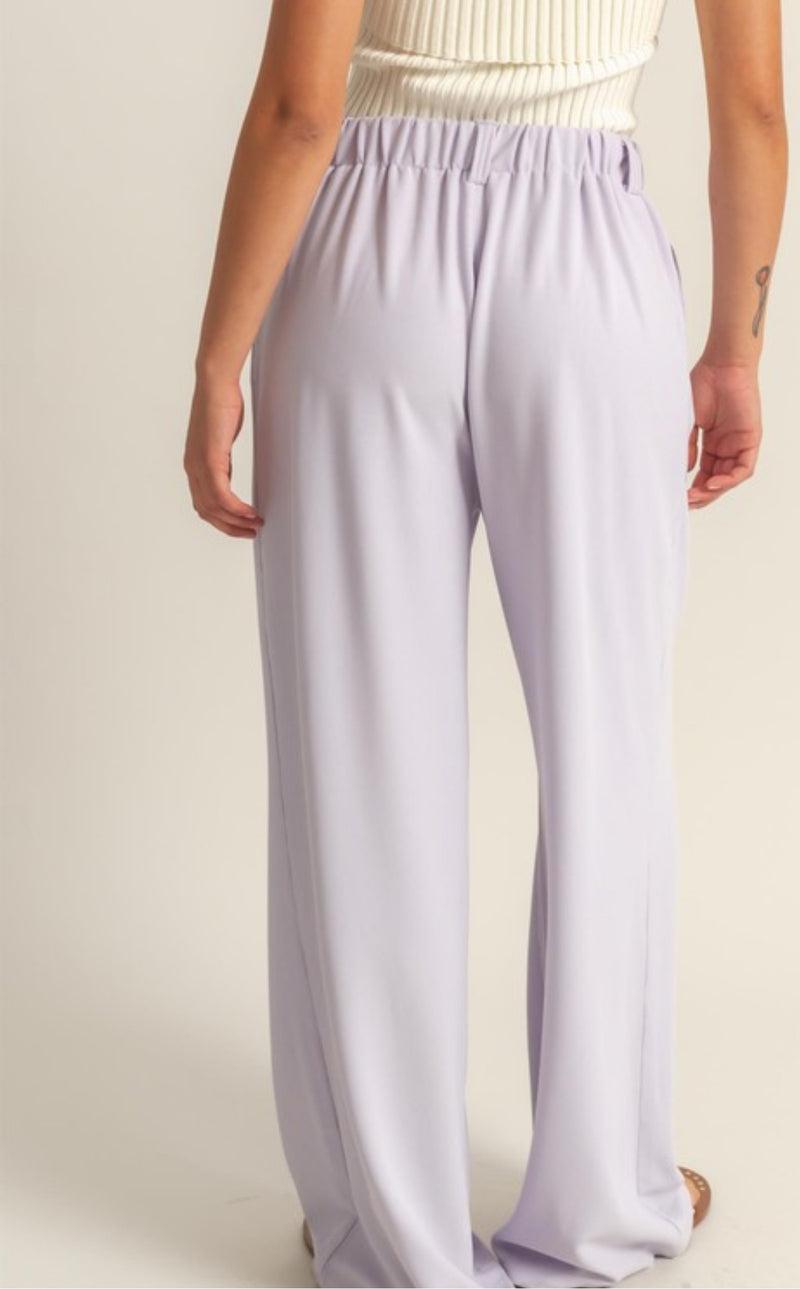 Waffle Knit High Waist Wide Leg Pants