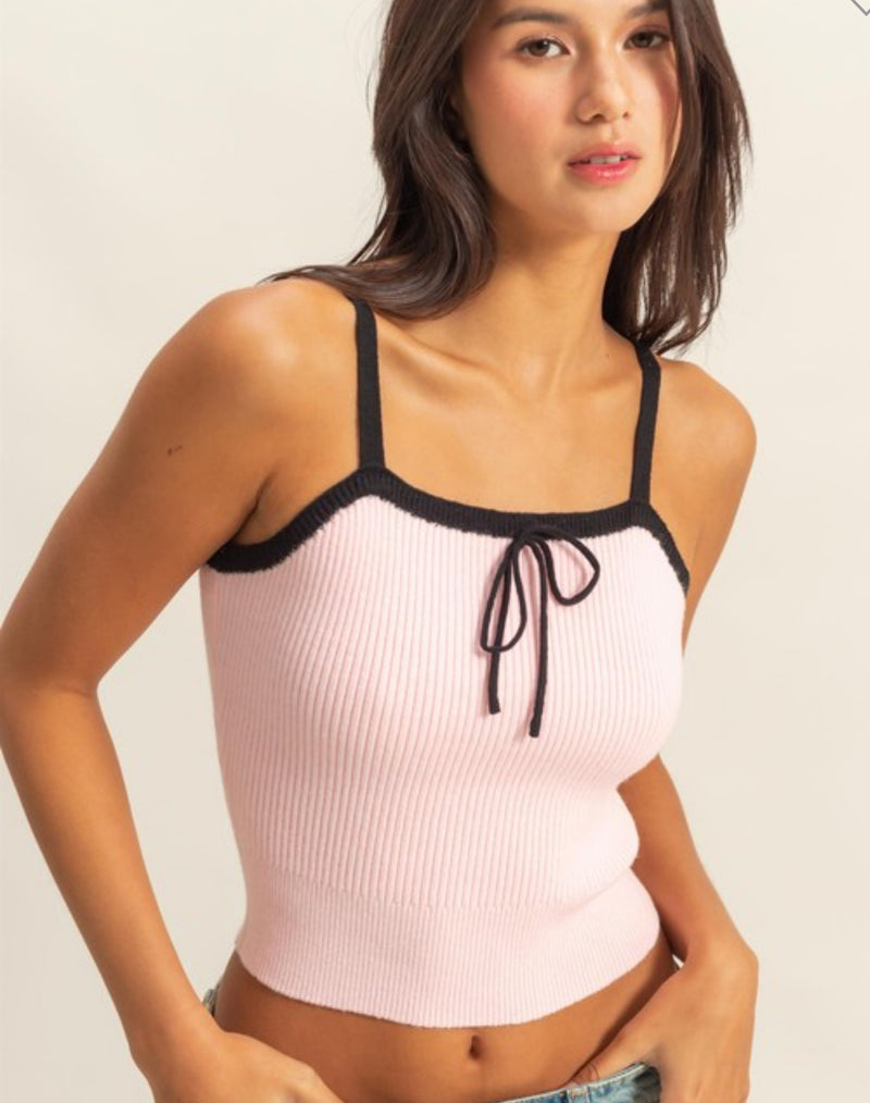 Square Neck Ribbon Knit Top